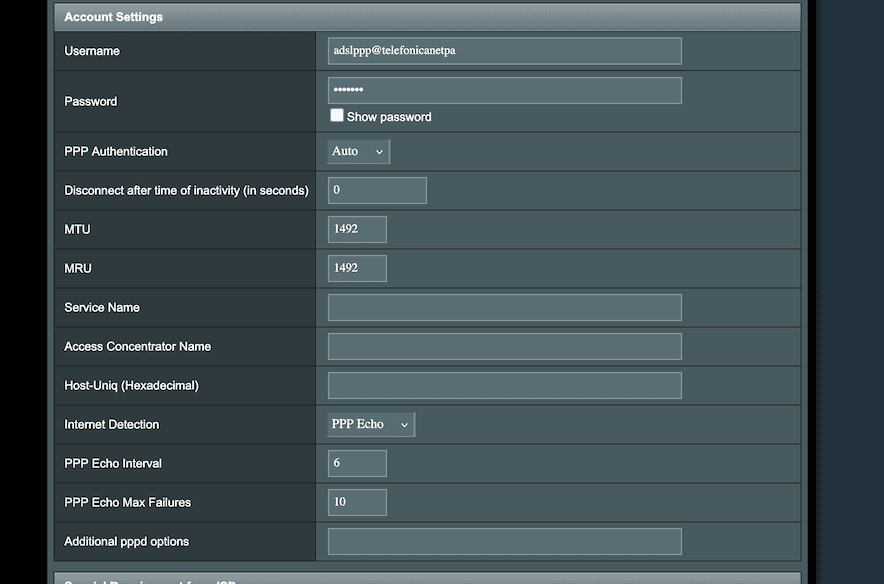 Configuración PPPoe en router Asus