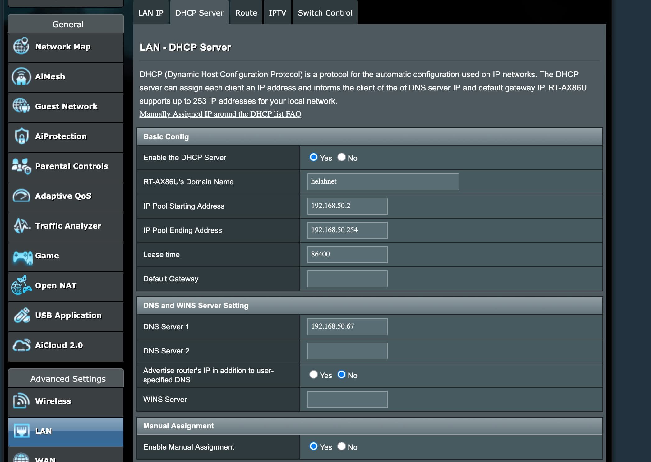 Red local DHCP gestionada por el router Asus.