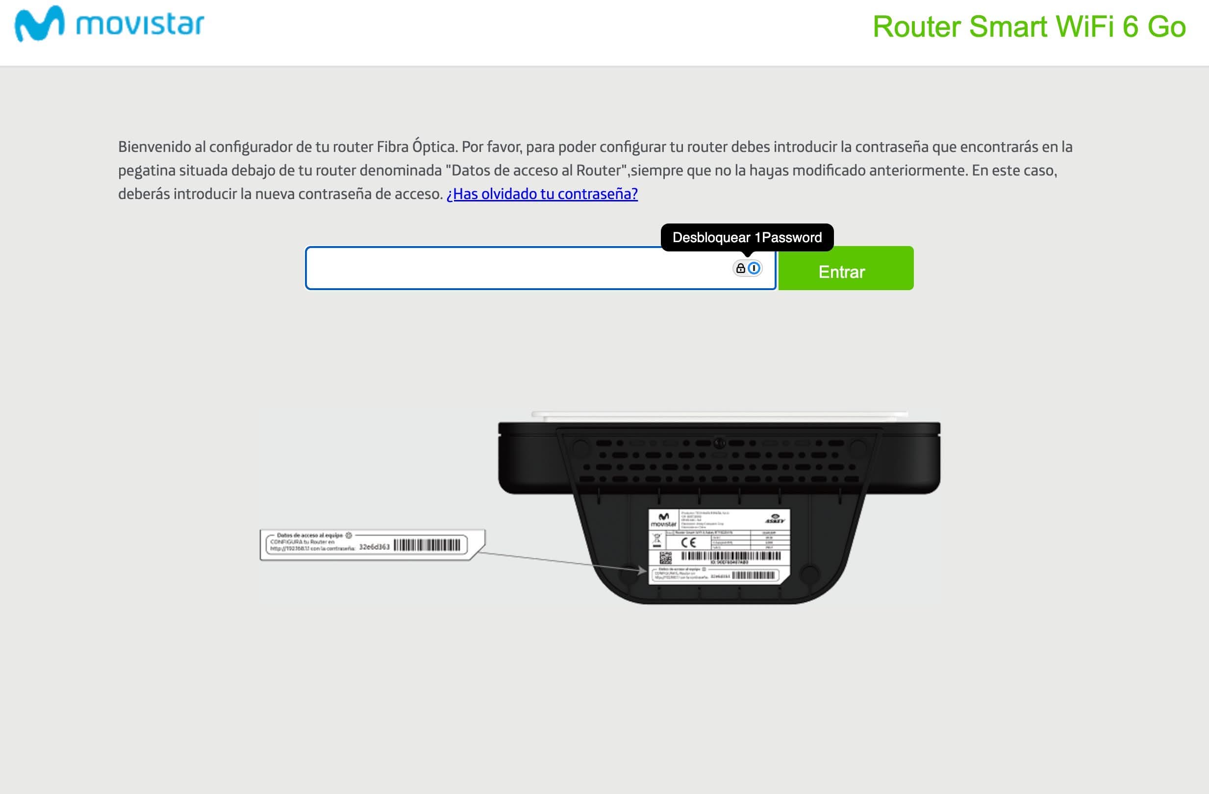 Login en el router Smart Wifi 6 Go de Movistar