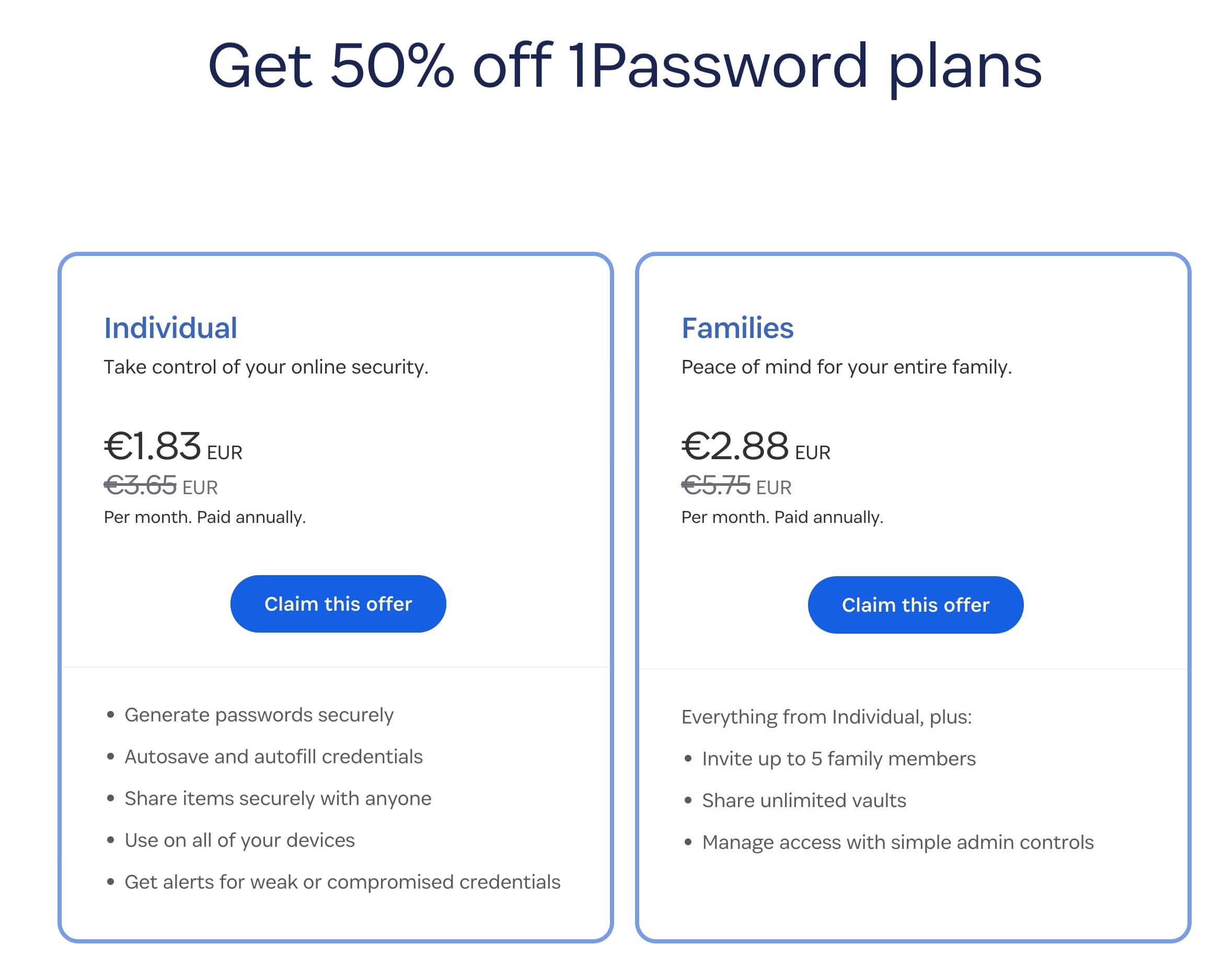 Gestor de contraseñas 1Password al 50 % el primer año por el Black Friday 2025.
