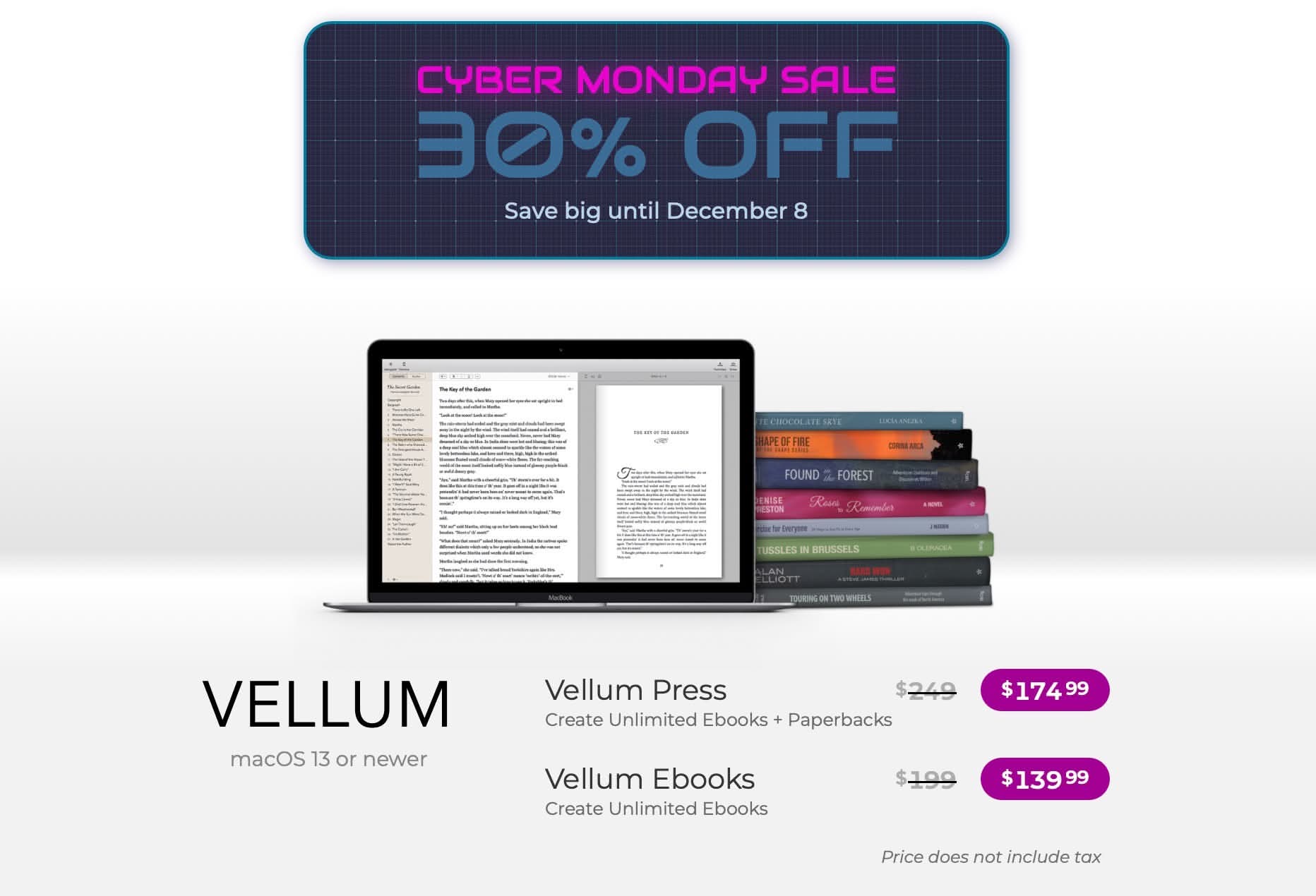 Descuento Vellum por Cyber Monday 2025 para editar ebooks.