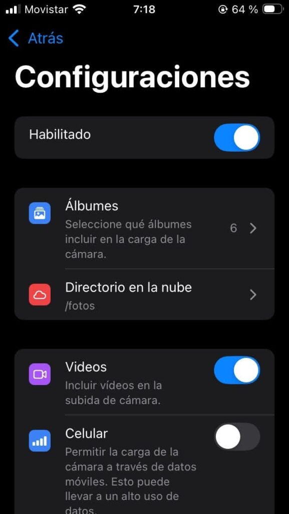 Puedes elegir las carpetas de las que quieres hacer backup de tus fotos y seleccionar el directorio de Filen donde las puedes guardar
