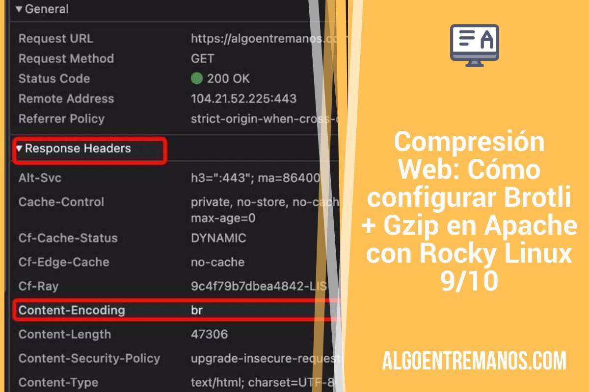 Compresión Web: Cómo configurar Brotli + Gzip en Apache con Rocky Linux 9/10