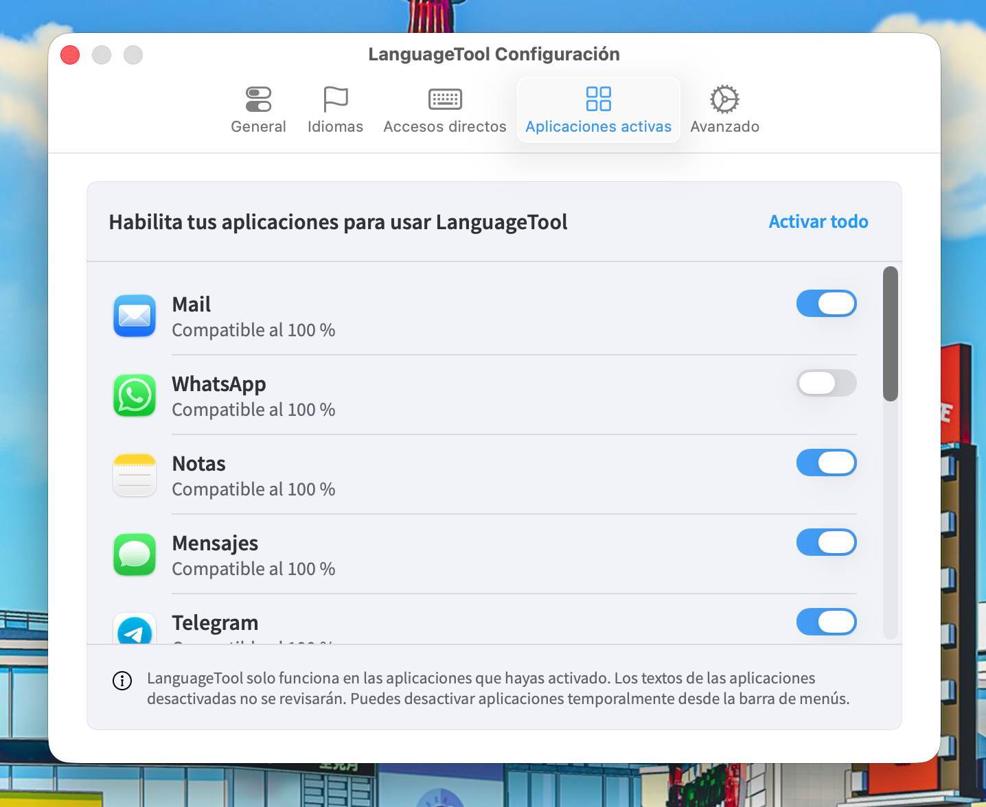 LanguageTool: apps compatibles en macOS para usar este corrector directamente. 