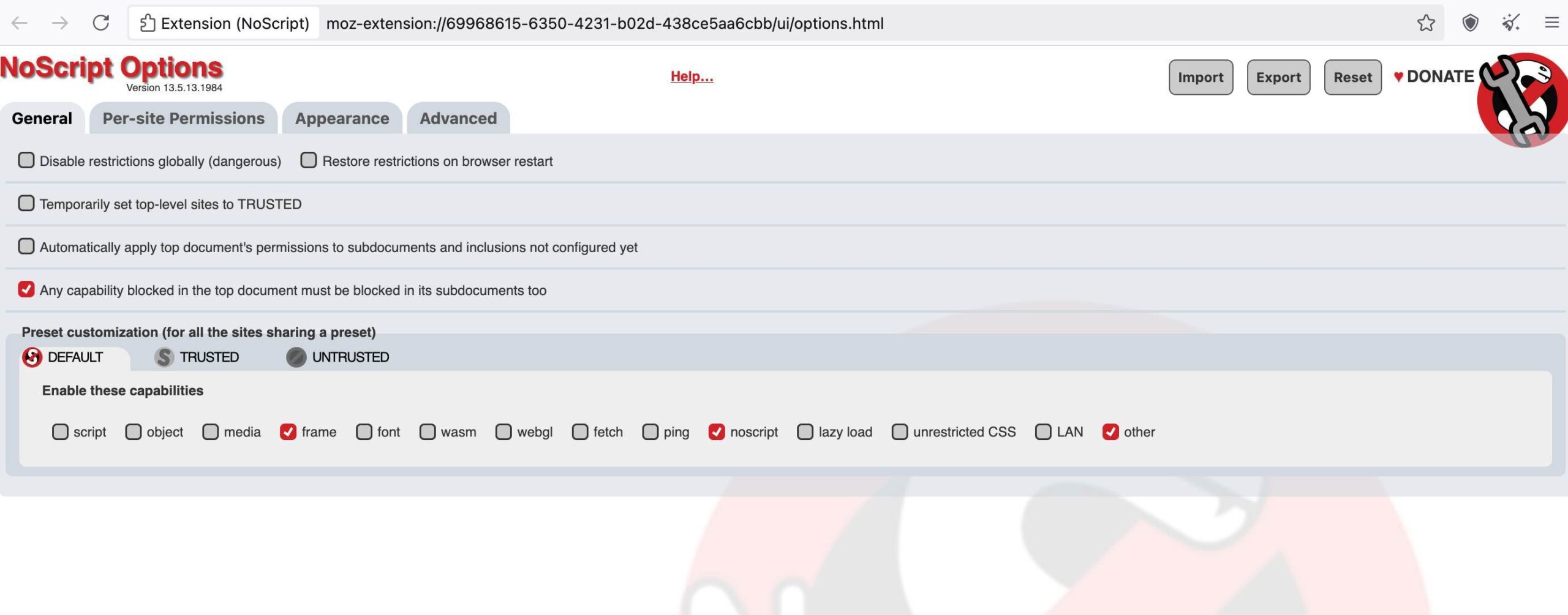 Modo safest en noscript en Tor Brwoser.