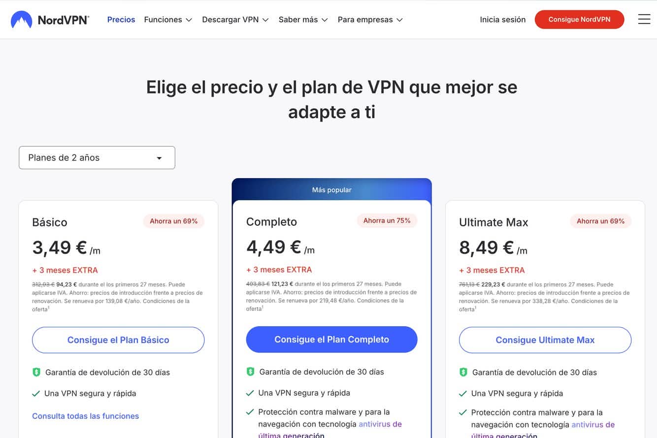 Ofertas NordVPN plan de 2 años en 2026